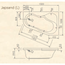 Eckwanne Japsand L 150x100x44cm