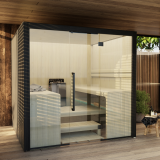 Hekla Indoor Sauna Traditional Nero 220 - 6 Personen (220 x 210 x 210cm) inkl. Heizgerät