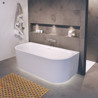 RIHO Badewanne Desire B2W - Wandmontage (180x84x60cm) Weiß matt Ohne LED-System Mit Wasserfall-Funktion