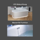 RIHO Badewanne Desire B2W - Wandmontage (180x84x60cm) Weiß matt Ohne LED-System Mit Wasserfall-Funktion