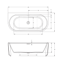 RIHO Badewanne Desire B2W - Wandmontage (180x84x60cm) Weiß matt Ohne LED-System Mit Wasserfall-Funktion