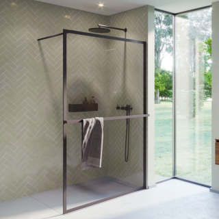 RIHO Lucid 400 - Walk-In-Dusche (schwarz matt)