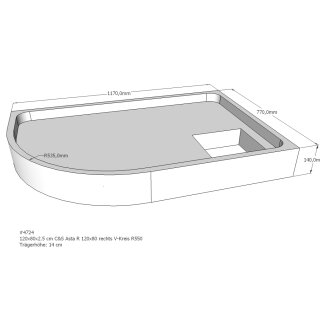 Schröder Duschwannenträger für Asta R 120x80 rechts