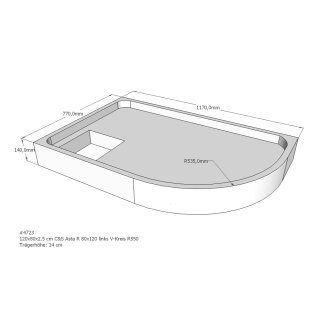 Schröder Duschwannenträger für Asta R 80x120 links
