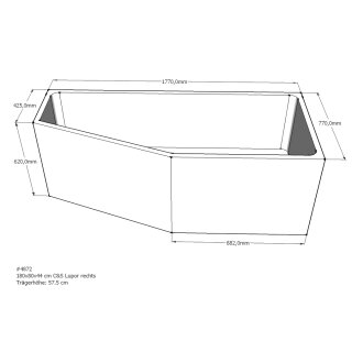Schröder Badewannenträger für Lupor 180x80 rechts