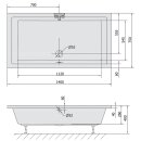 DEEP Rechteck-Duschwanne 140x75x26cm, tief, weiss mit Rahmengestell