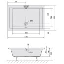 DEEP Rechteck-Duschwanne 110x75x26cm, tief, weiss mit Rahmengestell