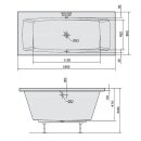 KVADRA Badewanne mit Rahmengestell 180x80x47cm, weiss