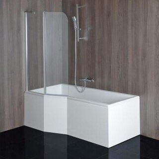Raumsparwanne Versys 160x85/70cm mit Styroporträger und Duschkabine, links