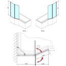 Raumsparwanne Versys 160x85/70cm mit Styroporträger und Duschkabine, links