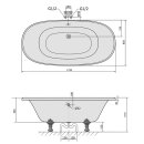 REGATA Freistehende Badewanne 175x85x61cm, Füsse bronze,