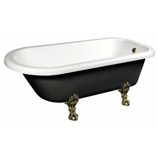 FOXTROT Freistehende Badewanne schwarz/weiss, 170x75x64cm, Füsse bronze
