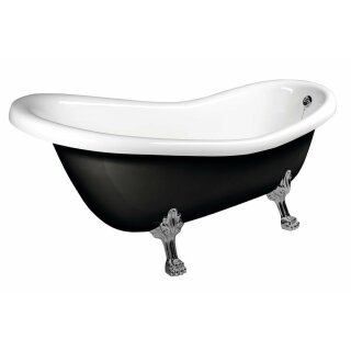 RETRO Freistehende Badewanne 169x75x72cm, Füsse Chrom, schwarz/weiss