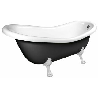 RETRO Freistehende Badewanne 169x75x72cm, Füsse weiss, schwarz/weiss