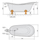 RETRO Freistehende Badewanne 175x76x84cm, Füsse weiss, schwarz/weiss