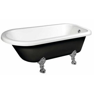 FOXTROT freistehende Badewanne schwarz/weiss, 170x75x64cm, Füsse Chrom