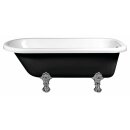 FOXTROT freistehende Badewanne schwarz/weiss, 170x75x64cm, Füsse Chrom