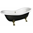 CHARLESTON Freistehende Badewanne schwarz/weiss, 188x80x71cm, Füsse bronze