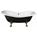 CHARLESTON Freistehende Badewanne schwarz/weiss, 188x80x71cm, Füsse bronze