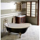RETRO Freistehende Badewanne schwarz/weiss, 158x73x72cm, Füsse weiss