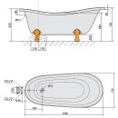 RETRO Freistehende Badewanne schwarz/weiss, 158x73x72cm, Füsse weiss
