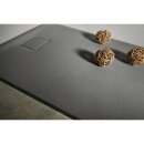 ACORA Mineralguss-Duschwanne 100x80x3,5cm Rechteck, grau, Steindekor