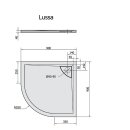 LUssA Duschwanne mit Ablaufdeckel, Viertelkreis 90x90x4cm, R550