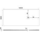 MITIA Gussmarmor-Duschwanne, Rechteck 140x90x3 cm, weiss