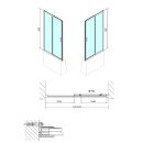 DEEP Duschtür 1200x1650mm, Klarglas