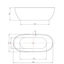DOURO Freistehende Badewanne 180x80 cm, weiss