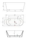 TAJO Freistehende Badewanne 170x80 cm, weiss