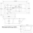 Raumsparwanne SYNA 167,5x85/70 cm rechts, mit...