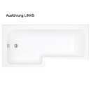 Raumspar Badewanne SYNA mit Duschzone 150x85/70cm, links, weiss, Komplett-Set