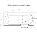 CASCADE Badewanne mit Tür/Seniorenbadewanne 150x70cm  Ausführung Links