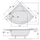 SIRIUS Eckwanne - SET 130x130x45cm mit Schürze und Rahmengestell