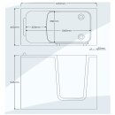 DEEP Sitzwanne mit Tür/Seniorenwanne 121x65cm  Ausführung Links