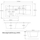 SYNA Badewanne mit Duschzone 167,5x85/70x40 cm, rechts,...