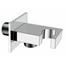 Wasseranschlussbogen mit Brausehalter, eckig, Chrom