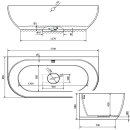 PAGODA Badewanne 170x85x58cm, schwarz/weiss