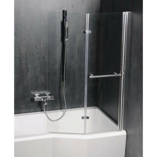 ODEssA pneumatische Wannenabtrennung 970mm, Profil in weiss, Klarglas