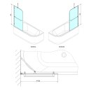 VITRA LINE Duschabtrennung 75cm, rechts, Klarglas