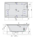 DUPLA HYDRO Whirlpool-Badewanne, 180x120x54cm, weiss