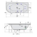 VIVA R HYDRO Whirlpool-Badewanne, 175x80x47cm, weiss
