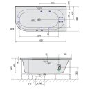 ASTRA R HYDRO Whirlpool-Badewanne, 165x80x48cm, weiss