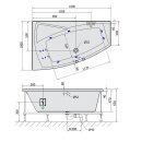 EVIA L HYDRO Whirlpool-Badewanne, 160x100x47cm, weiss
