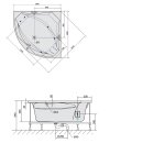 ROSANA HYDRO Whirlpool Badewanne, 140x140x49cm, weiss