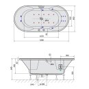 IO HYDRO-AIR Whirlpool Badewanne, 180x85x49cm, weiss