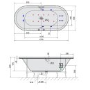 VIVA O HYDRO-AIR Whirlpool Badewanne, 175x80x47cm, weiss