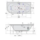 VIVA R HYDRO-AIR Whirlpool Badewanne, 185x80x47cm, weiss