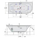 VIVA L HYDRO-AIR Whirlpool Badewanne, 185x80x47cm, weiss